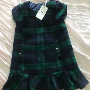 Flannel plaid navy dress